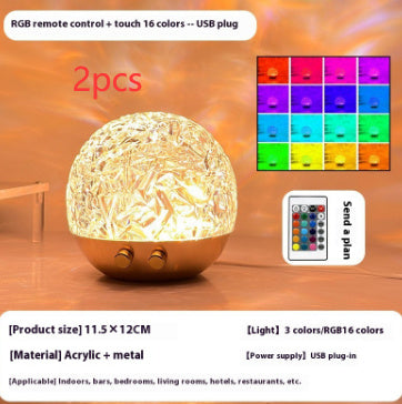 New Water Ripple Projector Night Light Crystal Mood Lamp Holidays DealSniper.net Spherical Water Ripple 2PC RGB Remote Control Type