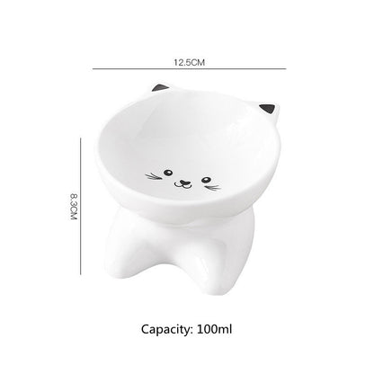 Ceramic Small Cat Face Shape Pet Food Bowl Cat Bowl Pets dealsniper-net Black 2in1