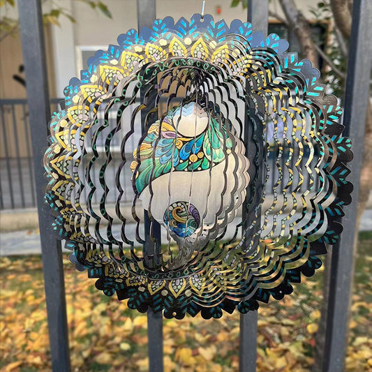 3D Rotating Wind Chimes Mandala Outdoor Garden