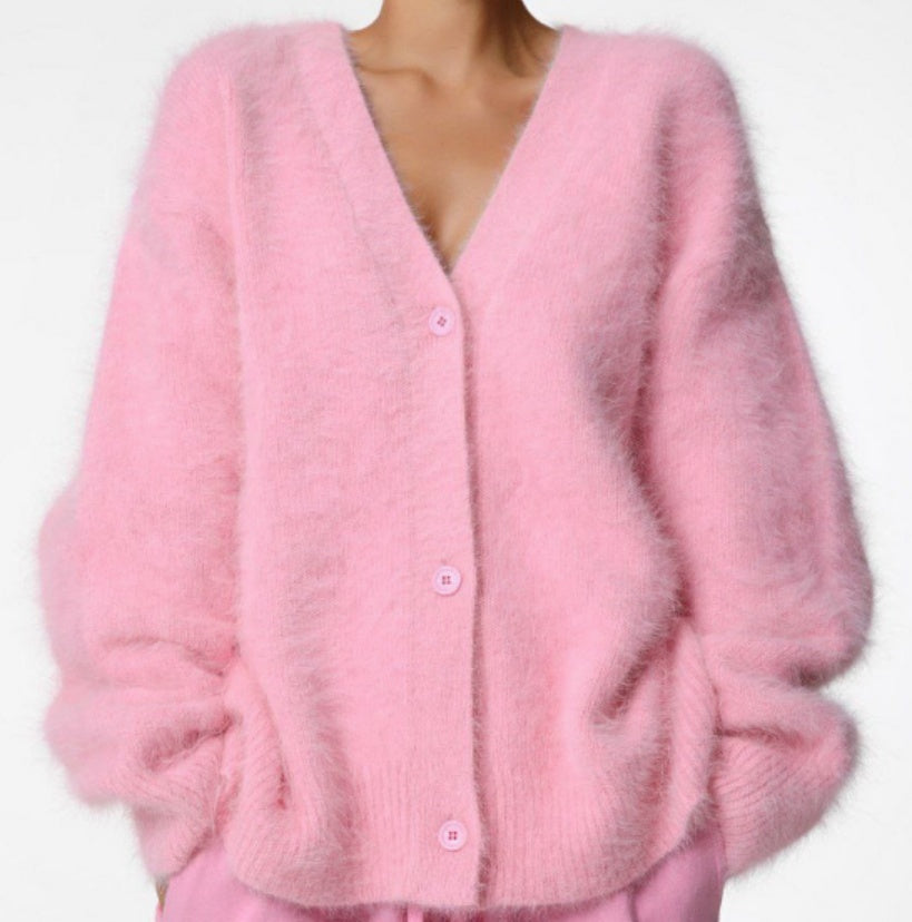 Loose V-neck Button Cardigan Fall Winter Fashion Clothing Women DealSniper.net