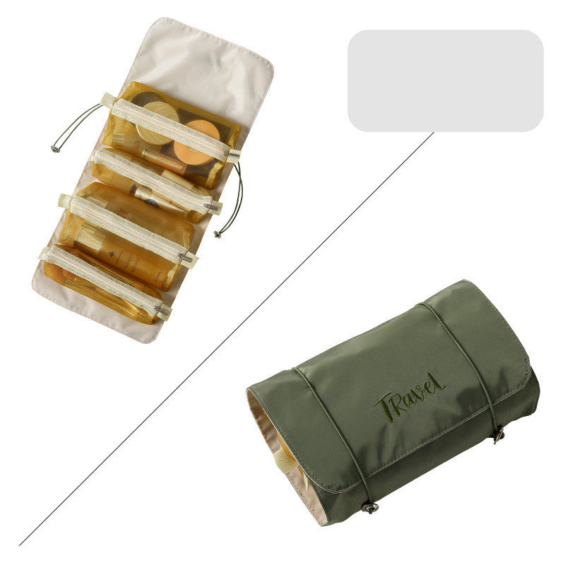 Four In One Mesh Cosmetic Foldable Carry On Toiletry Bag Deals DealSniper.net Dark green