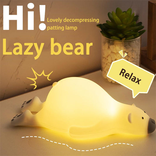 Cute Bear Silicone Night Light 3 Levels Atmosphere Table Lamp Home Decor dealsniper-net