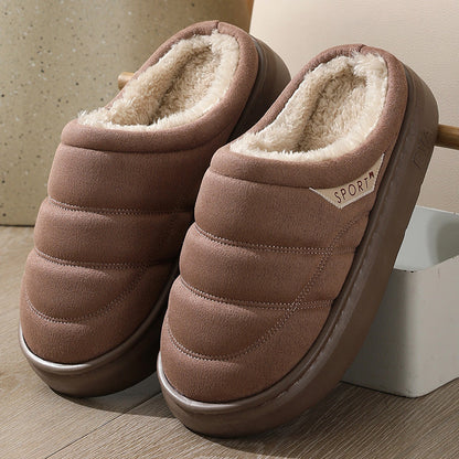 Fashion Solid Plush Slipper Winter Warm Indoor Floor Bedroom Men DealSniper.net Coffee 36to37