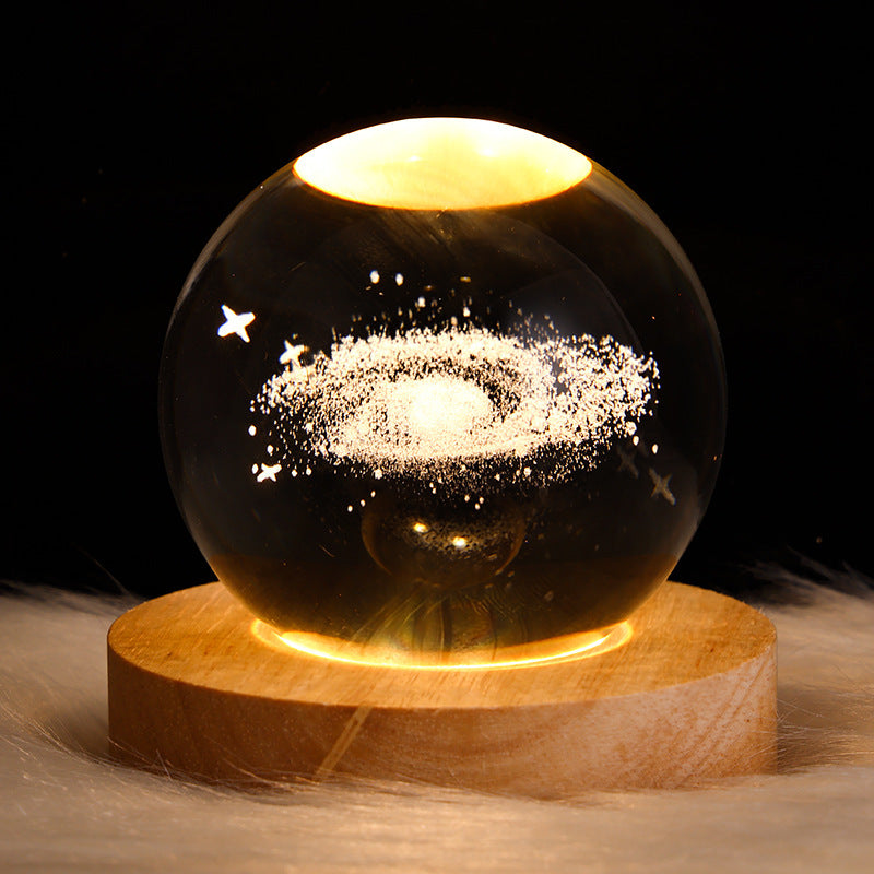 Luminous Starry Sky And Planets Moon Moon Crystal Ball Holidays DealSniper.net Solid Wood Lamp Holder Nebula 6CM