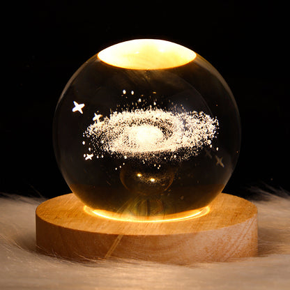 Luminous Starry Sky And Planets Moon Moon Crystal Ball Holidays DealSniper.net Solid Wood Lamp Holder Nebula 6CM