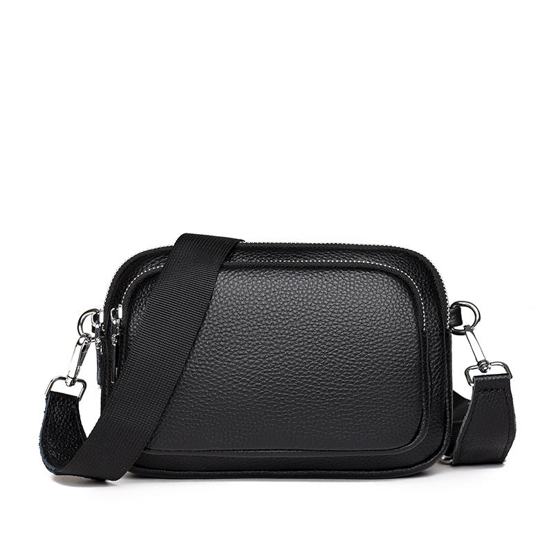 Trendy Fashion Multi-layer Leather Handbag Women Gym From House Black