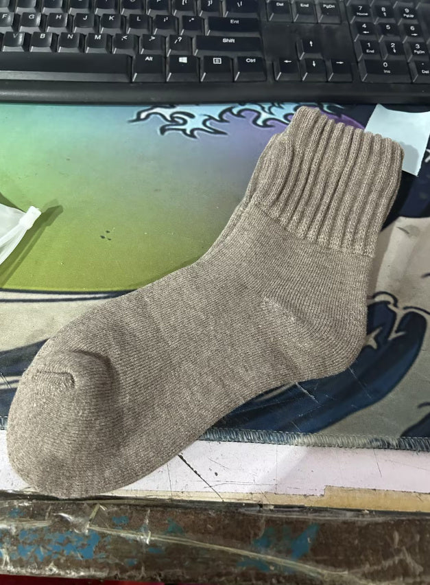 Ins Knitted Socks Winter Warm Thickened Solid Loop Socks Men null Khaki Free Size