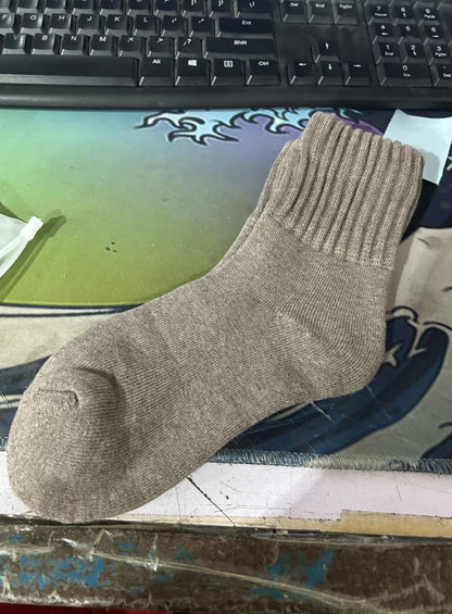 Ins Knitted Socks Winter Warm Thickened Solid Loop Socks Men null Khaki Free Size