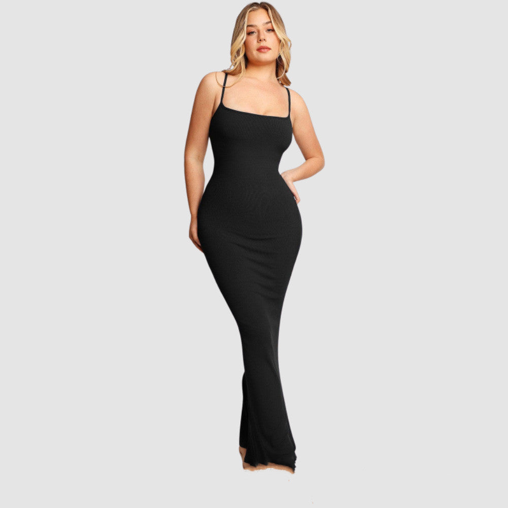 Women's Shapewear Dress Jumpsuit Tummy Tuck Lift Corset Open Crotch Suspender Tight Long Skirt Chest Pad Bodysuit Dress Women dealsniper-net Black 2XL