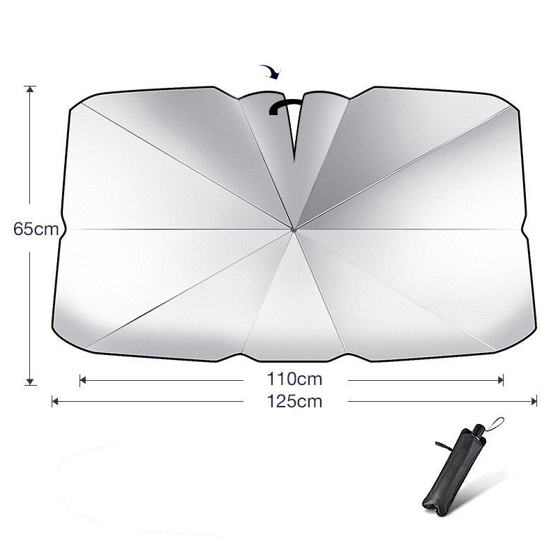 Foldable Car Windshield Sun Shade Umbrella UV Protection Vehicle DealSniper.net Titanium silver Open Small