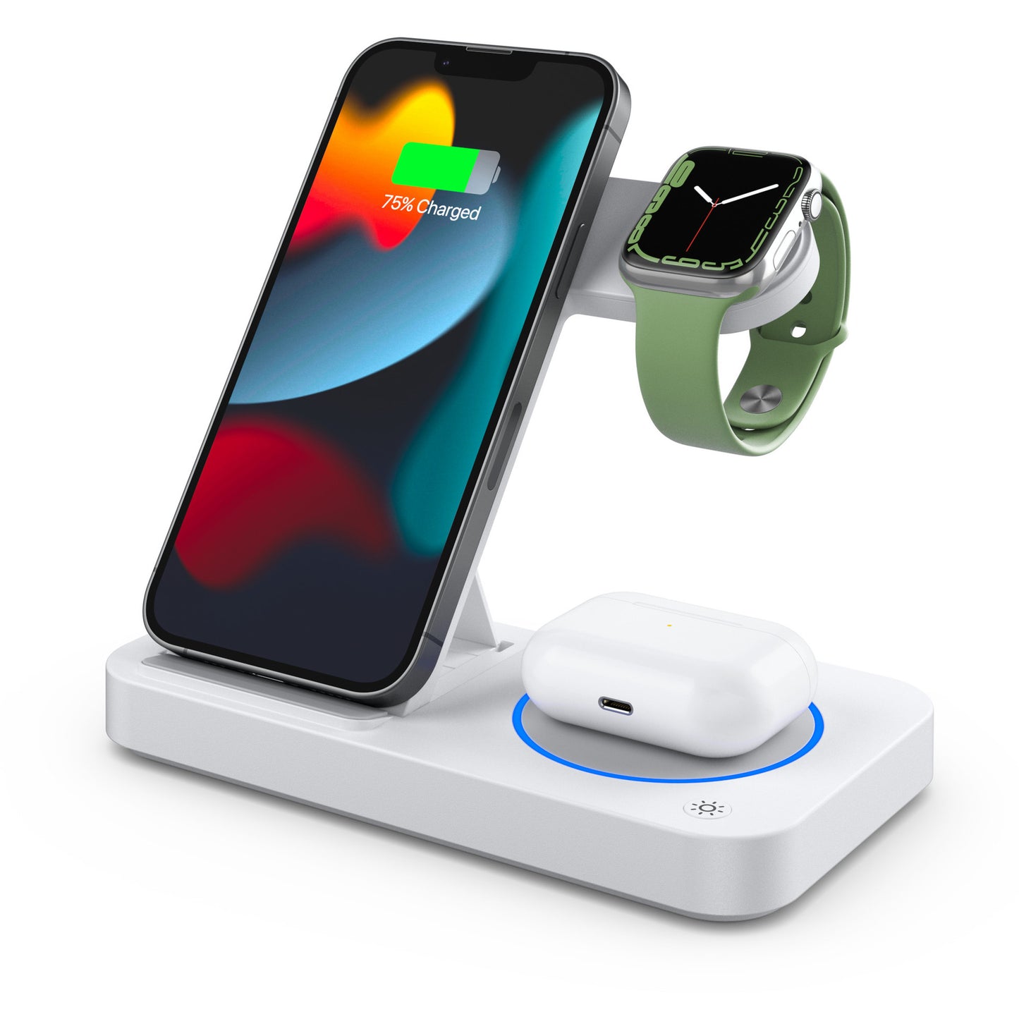 Four In One Foldable Wireless Charger Electronics Gym From House White Apple Four in One USB