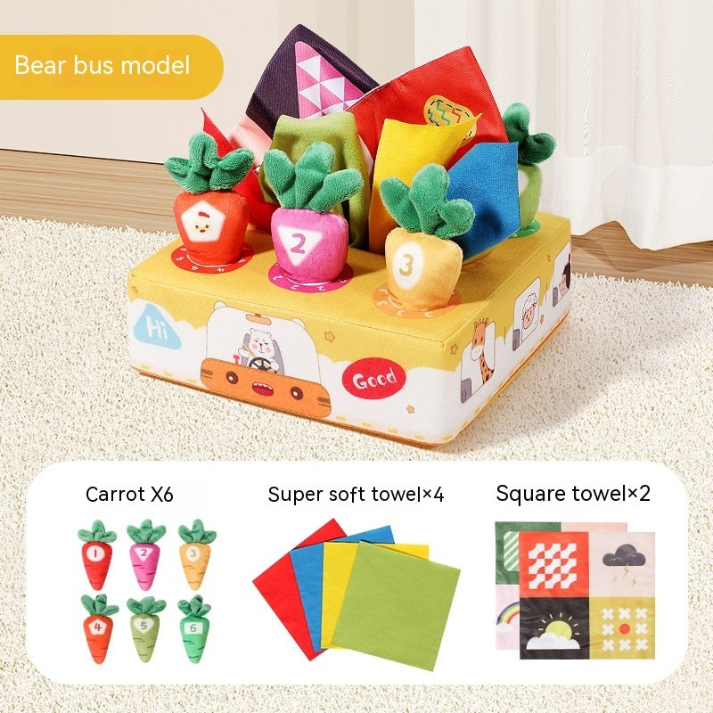 Two-in-one Pulling Radishes Paper Extraction kids toys DealSniper.net Bus Radish