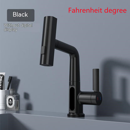 Intelligent Digital Display Faucet Pull-out Basin Faucet House DealSniper.net Black Fahrenheit display