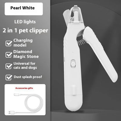 2 In 1 Pet Nail Clippers With Led Light Dog Cat Special Blood Line Pets Gym From House White