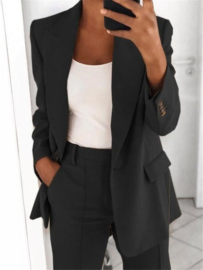 Ins Button Casual Suit Fashion Long-sleeved Lapel Blazer Jacket Women Gym From House Black 4XL