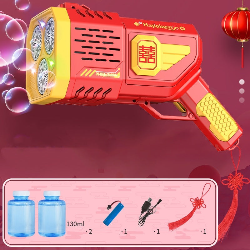 Three-cylinder Bubble Machine 36-hole Automatic Handheld Bubble Toy Kids dealsniper-net Country Red