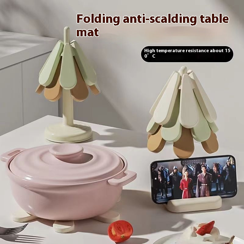 4pcs Silicone Mat Dishes Insulation Pad Tree Shape Trivet Set Kitchen dealsniper-net