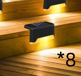 Solar outdoor courtyard lamp staircase wall lamp Home Decor dealsniper-net Black warm light Q8pic