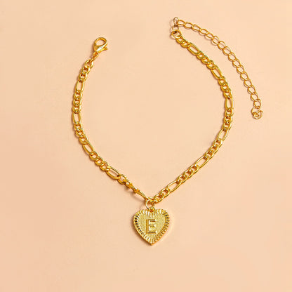 Initial Letter Anklet Gold Color Heart Pendant Foot Bracelets Women Jewelry dealsniper-net E