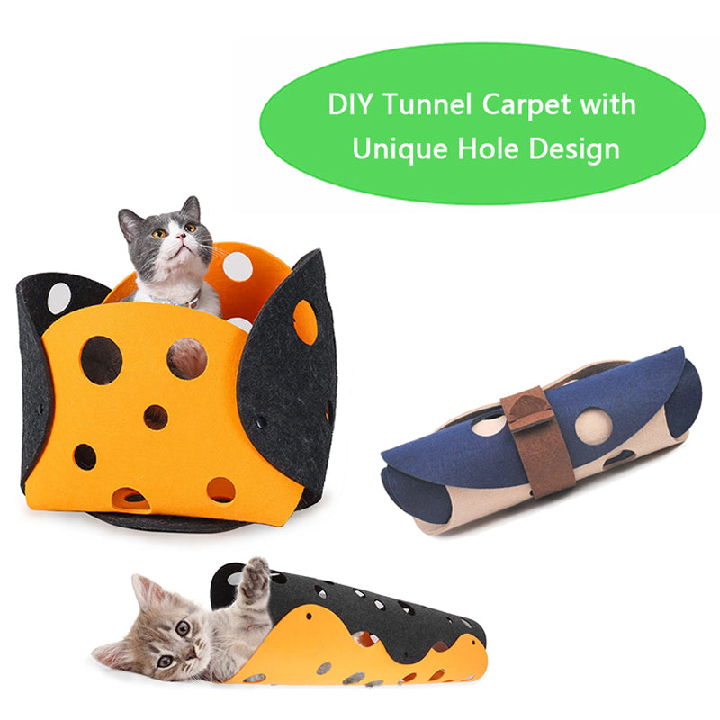 Cat Tunnel Cat Toy Felt Pom Splicing Deformable Kitten Nest Pets Gym From House