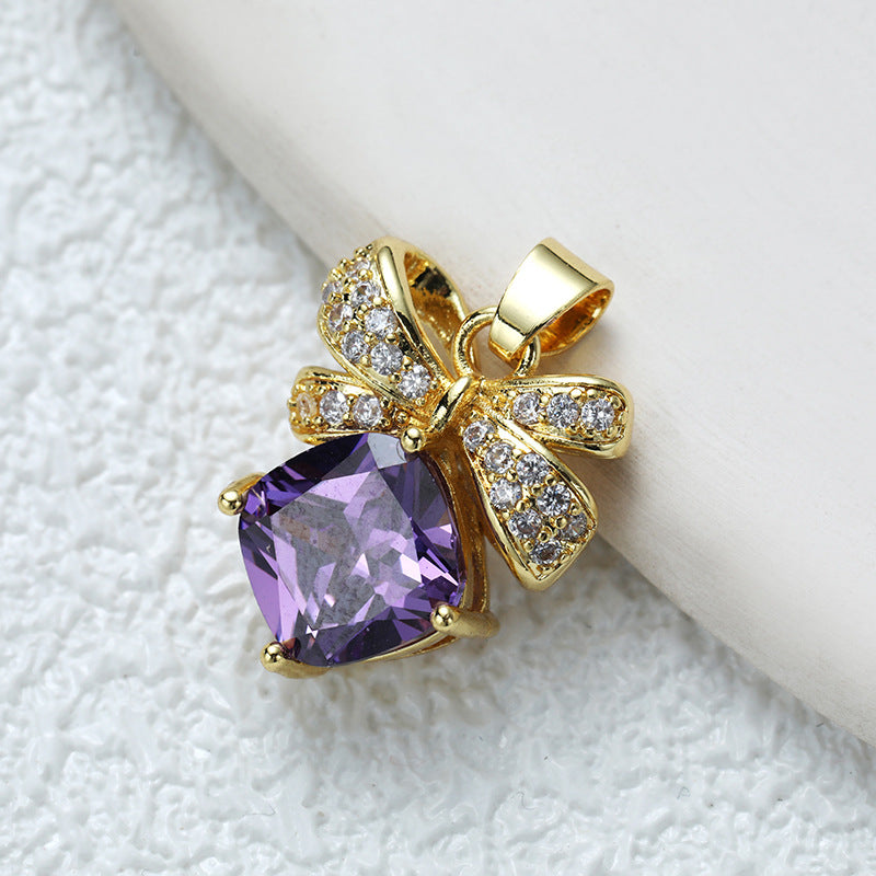 Fashionable Commuter Trendy Micro-Inlaid Zircon Ice-Type Necklace Jewelry Gym From House D074jz bowtie