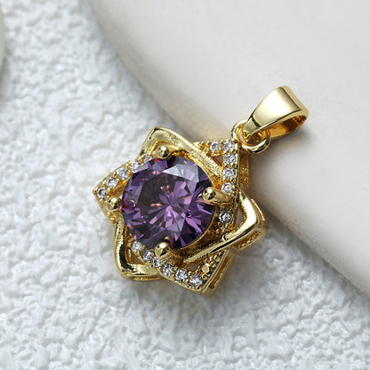 Fashionable Commuter Trendy Micro-Inlaid Zircon Ice-Type Necklace Jewelry Gym From House D0436jz purple heart