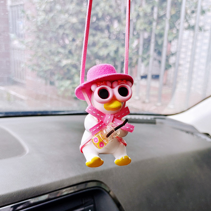 Pistol Cowboy Duck Car Rearview Mirror Pendant Decoration Vehicle Gym From House Pink Duck Pink Hat