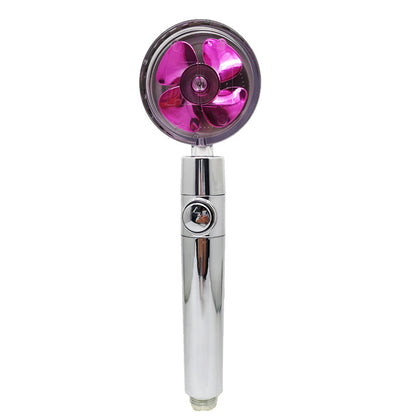 Propeller Driven Shower Head With Stop Button And Cotton Filter