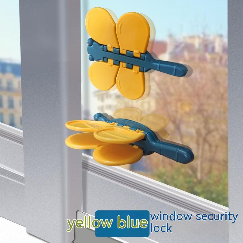 Children's Safety Protection Window Lock Punch-free Anti-pinching House dealsniper-net Yellow And Blue