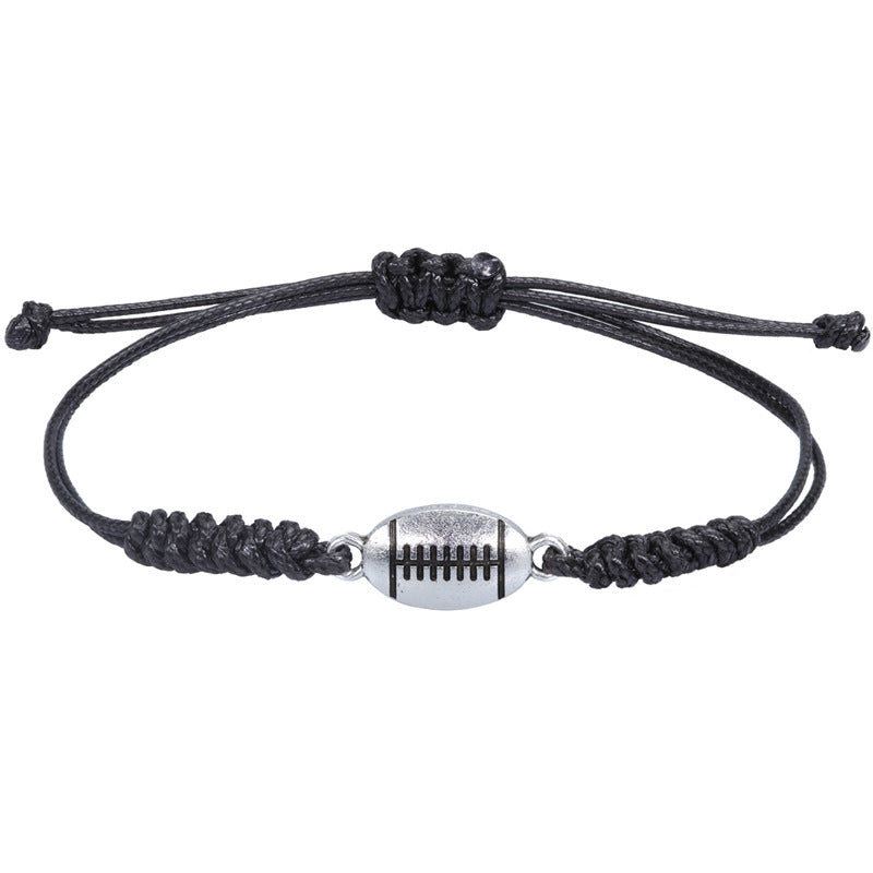 Hand Made Wax Thread Braided Hand Rope Alloy Bracelet Jewelry DealSniper.net 3football
