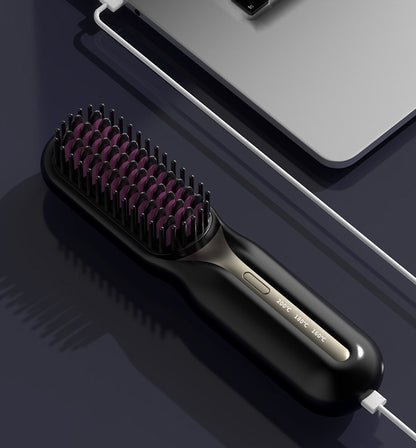 Home Straight Comb Wireless Charging Hair Straighteners Beauty dealsniper-net 5W English Version Black