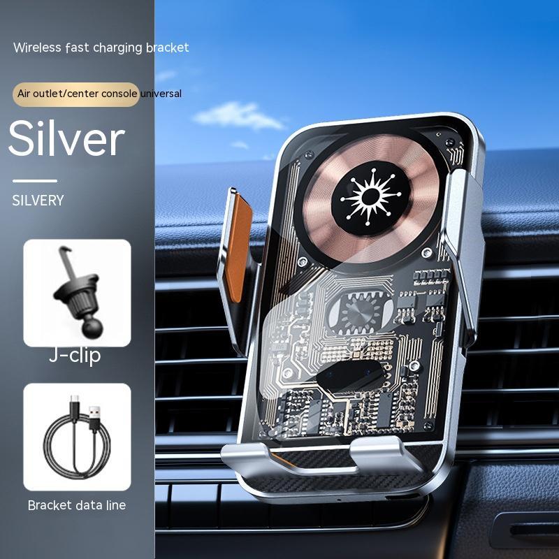 Wireless Charger Automatic Induction Air Outlet Car Phone Holder Vehicle Gym From House Silver