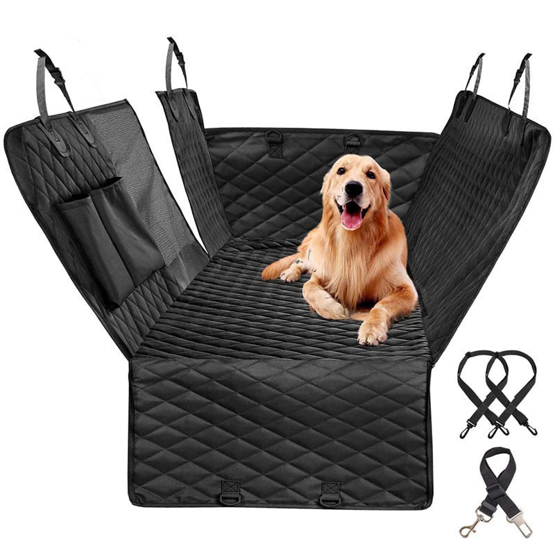 Pet Car Travel Rear Seat Cushion Dog Travel Toilet Pets dealsniper-net Black with seat belt