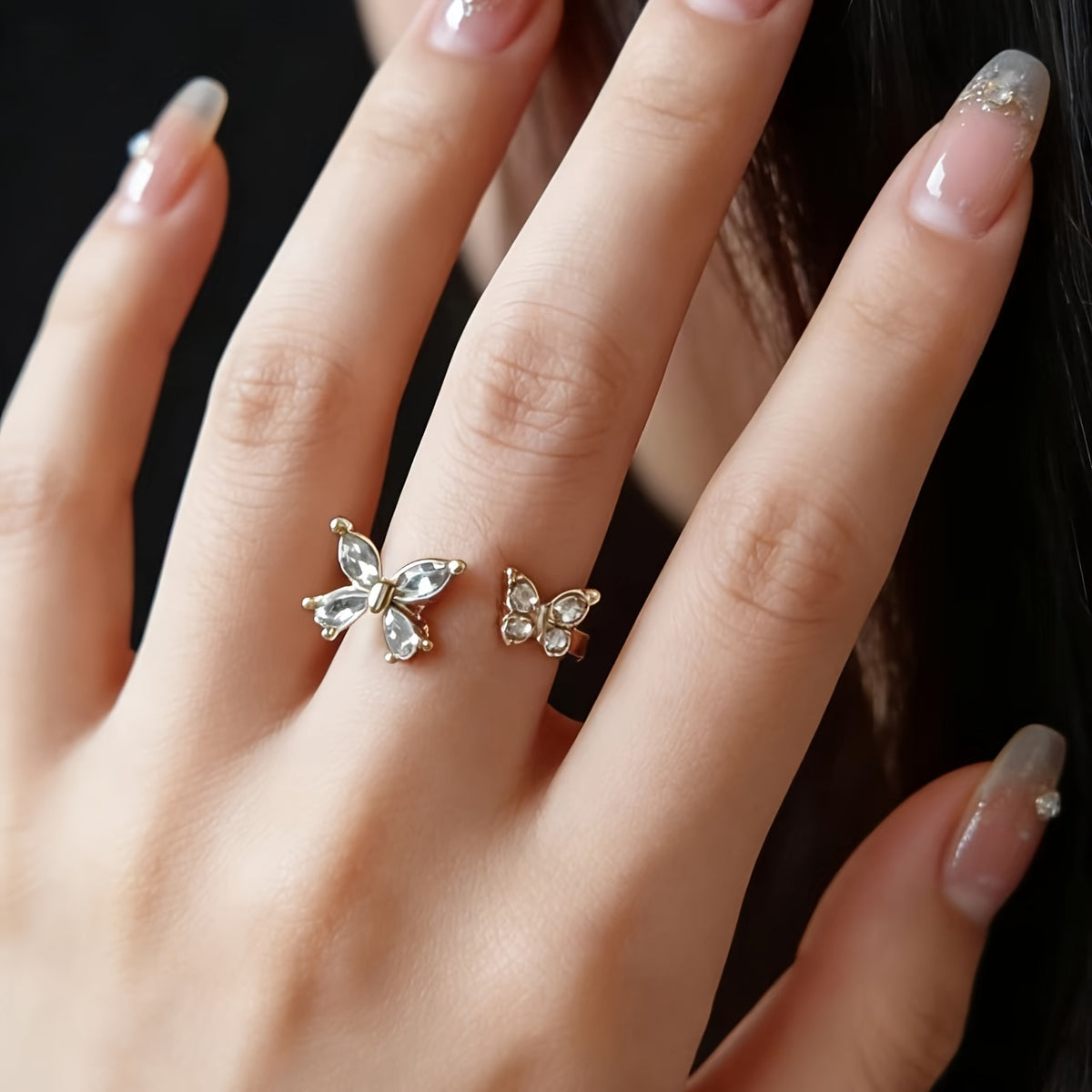 High-End Butterfly Zircon Open Rings For Women Trendy Fashion Jewelry Gym From House