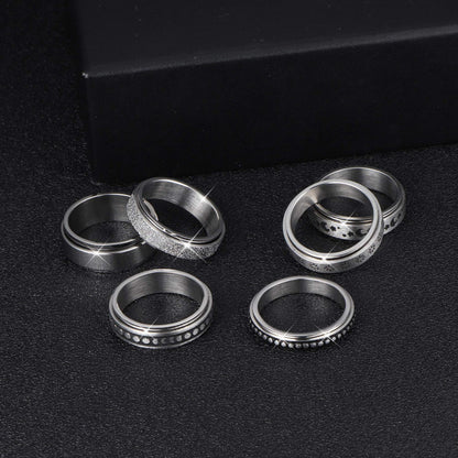 Stainless Steel Rotatable Spinner Ring Moon Stars Relieve Anxiety Rings Jewelry dealsniper-net