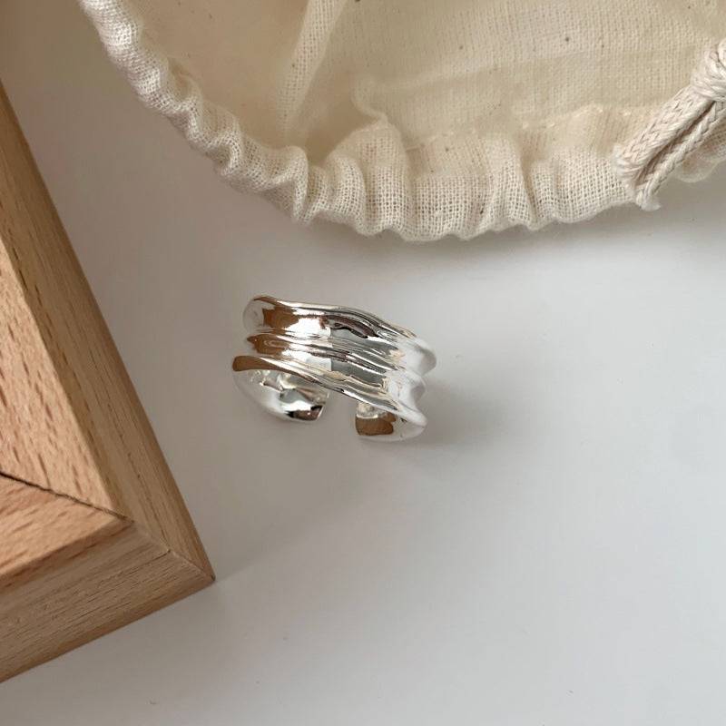 Irregular Line Pleated Ring For Women Minimalist INS Style Jewelry Gym From House