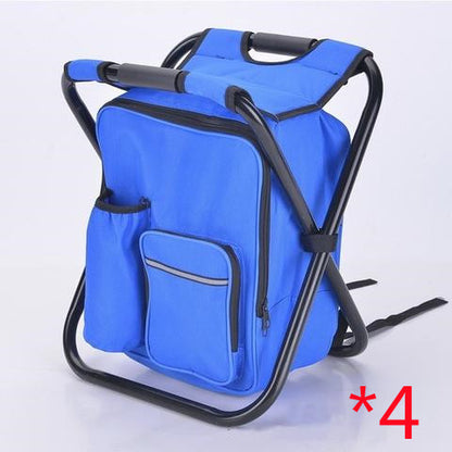 Multifunction Outdoor Folding Chair Ice Cooler Picnic Bags Camping Outdoor dealsniper-net Blue 4PC