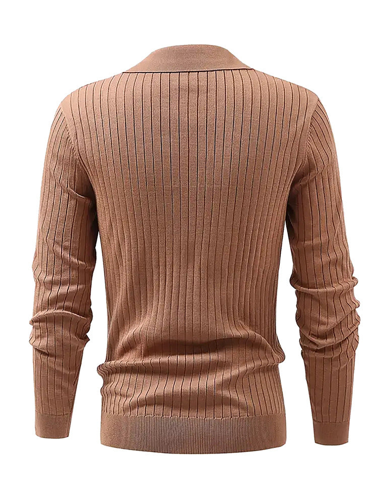 Lapel Texture Stretch Slim Knit Polo Shirt Men Polo Shirt Fashion Men DealSniper.net