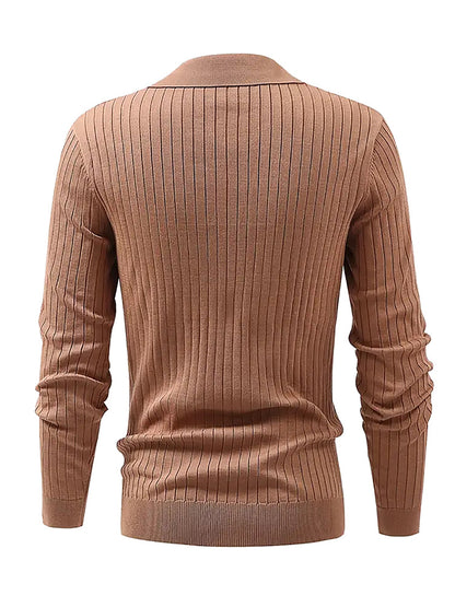 Lapel Texture Stretch Slim Knit Polo Shirt Men Polo Shirt Fashion Men DealSniper.net