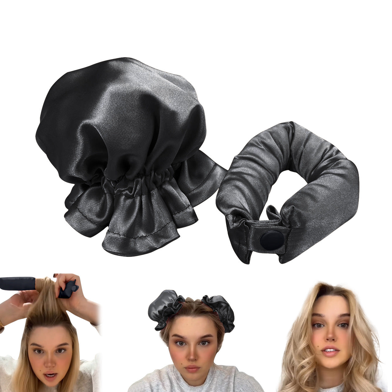 New Heatless Curl Stick With Cloth Cover Cute Ball Head Women dealsniper-net Black