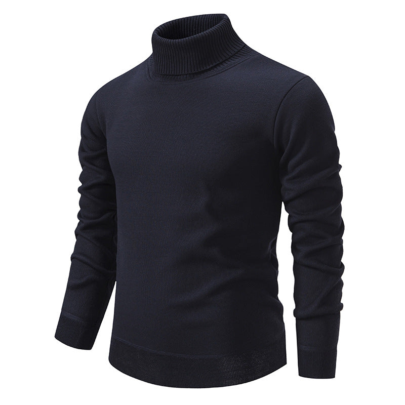 Men's Turtleneck Pullover Sweater Fashion Solid Color Fleece Men Gym From House