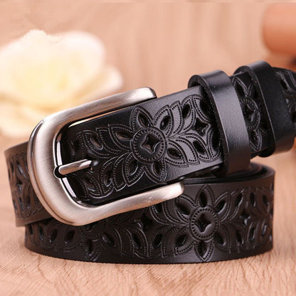 New Belt Hollow Pattern Belt Ladies Trend Waistband Women Gym From House Black 2 115cm