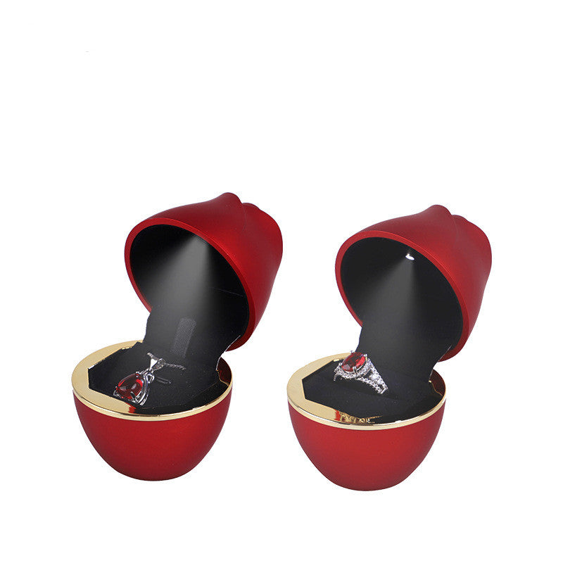Creative Roses Shape LED Light Jewelry Packing Box Jewelry DealSniper.net Red Ring Box