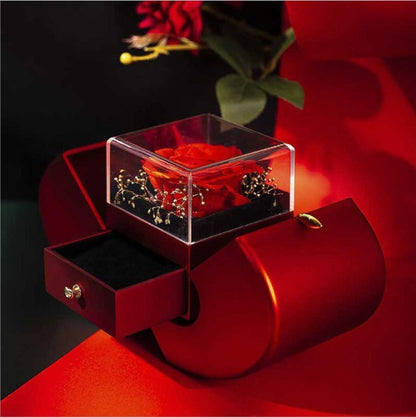 Fashion Jewelry Box Red Apple Christmas Gift Necklace Eternal Rose For Girl Mother's Day Valentine's Day Gifts With Artificial Flower Rose Flower Jewelry Box Jewelry dealsniper-net