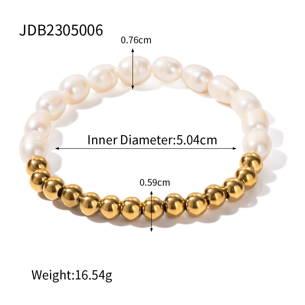 Margaux Freshwater Pearl Bracelet Trendy Stainless Steel Jewelry DealSniper.net JDB2305006color