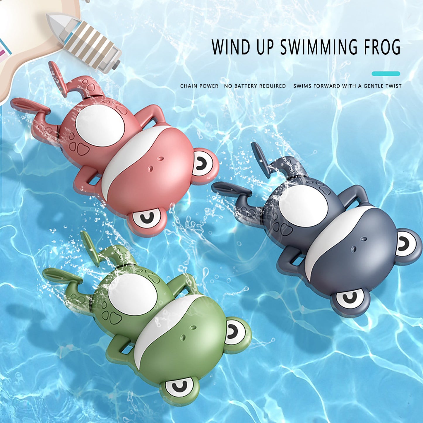 Little Frog Bath Toy, Baby Bathroom, Wind-Up Wind-Up Floating Toy Kids Gym From House