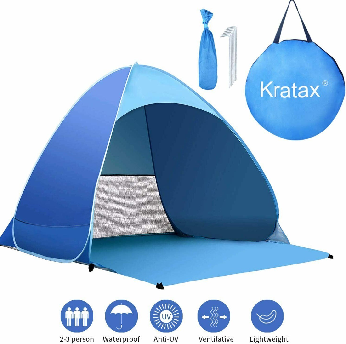 Pop Up Beach Tent For 1-3 Person Rated UPF For UV Sun Protection Waterproof Outdoor DealSniper.net New