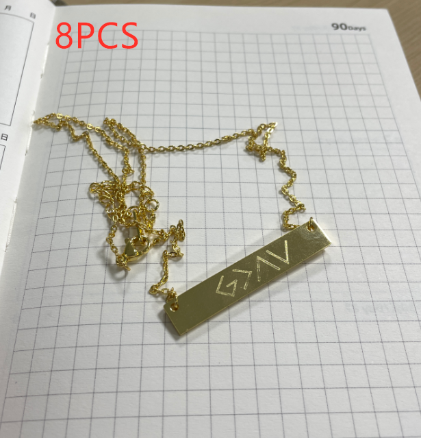 European And American Fashion One Word Horizontal Bar Pendant Necklace Jewelry dealsniper-net Gold 8PCS