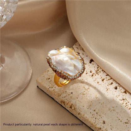 Retro Baroque Natural Pearl Ring Jewelry dealsniper-net K 0617 Pearl