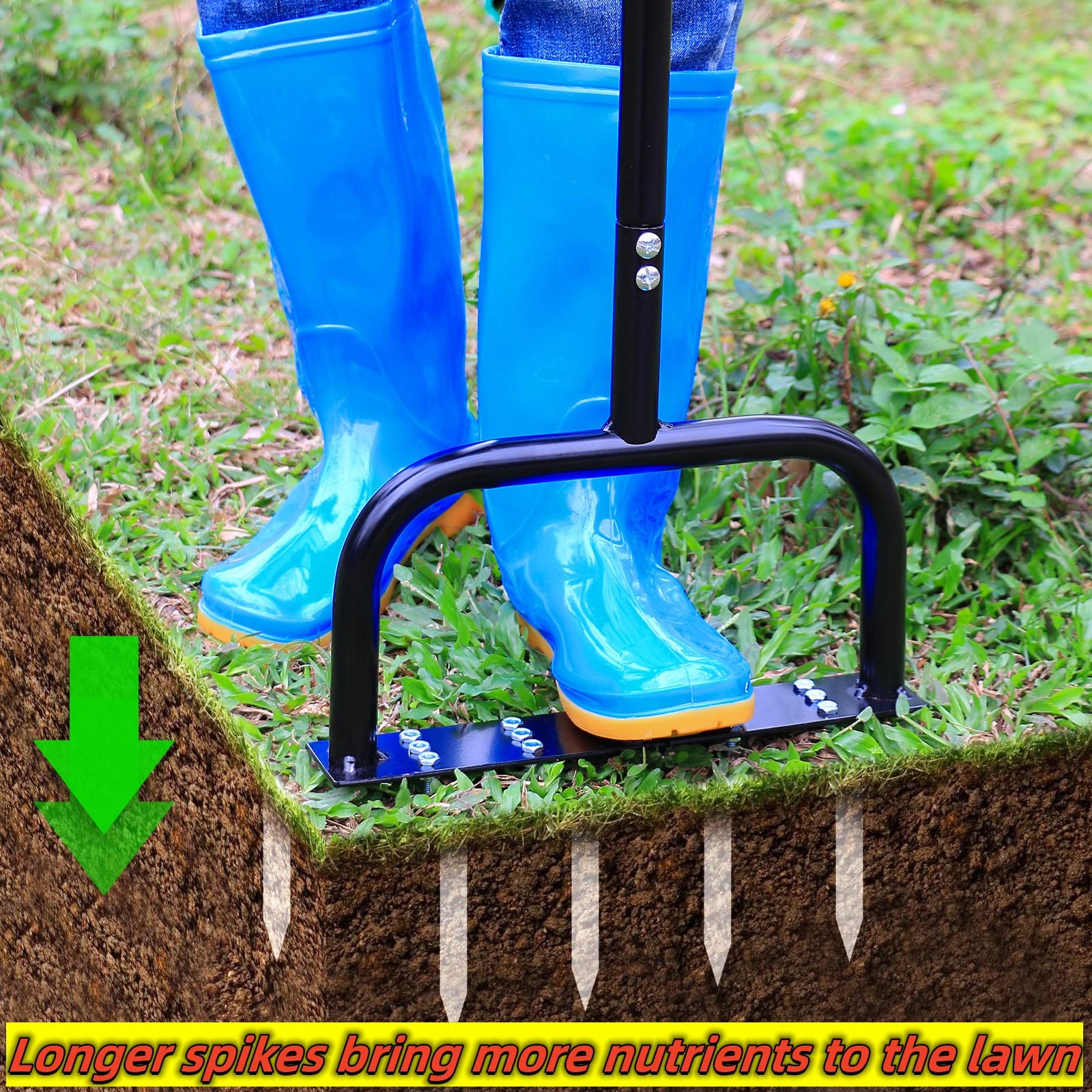 Lawn Aerator Tool Manual Metal Spike Grass Aeration With Dethatching Garden dealsniper-net